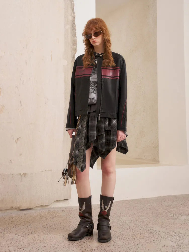 Rose Embroidered Leather Jacket【s0000014080】