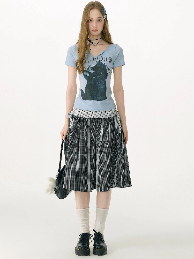 Retro Academy Plaid Polka Dot Skirt【s0000017154】
