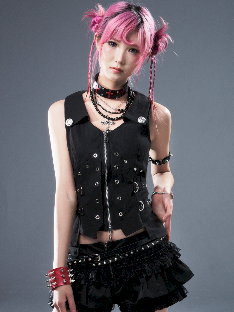 Punk Metal Slim-Fit Waist-Defining Vest【s0000012939】