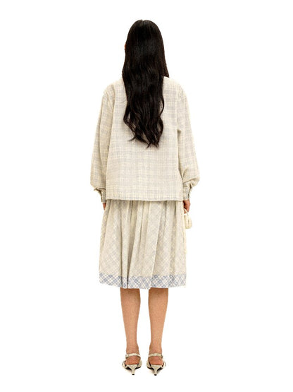 Thin Plaid Bow Spliced Skirt【s0000016087】