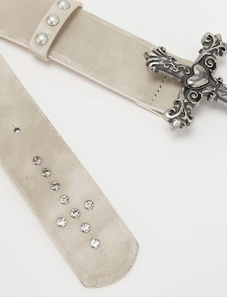 Rusted Cross Carved Buckle Belt【s0000018521】
