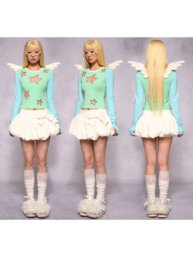 Mesh Embroidery Angel Wings Top【s0000019129】
