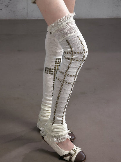 Lace Rhinestone Knit Leg Covers【s0000019164】