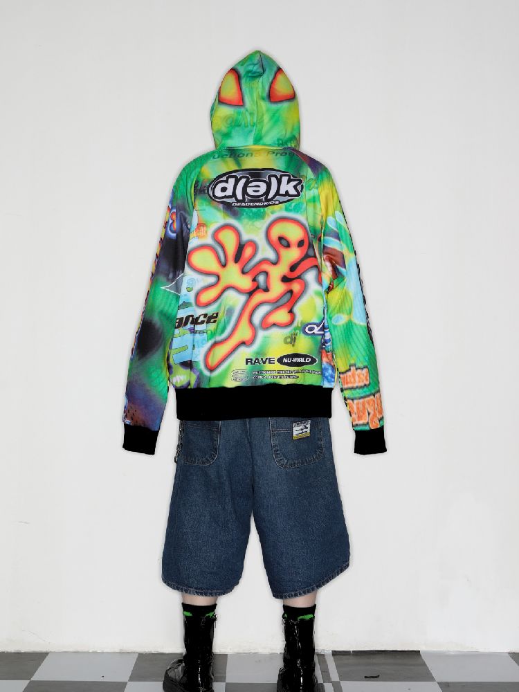 Retro Street Alien Loose Hooded Jacket [S0000010269]