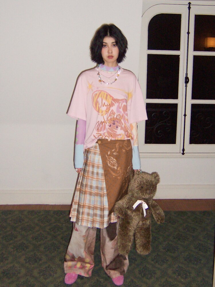 Doll Club Full Print Wide Leg Jeans【s0000015460】