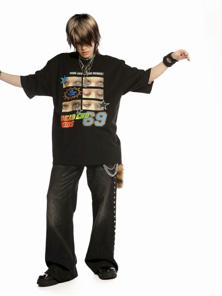 Hip Hop Trend Couple Loose Multicolor T-Shirt【s0000013603】