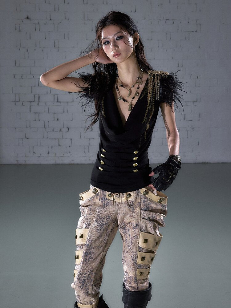 Parched Ostrich Feather Vest【s0000016200】