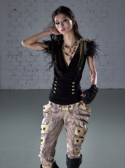 Parched Ostrich Feather Vest【s0000016200】
