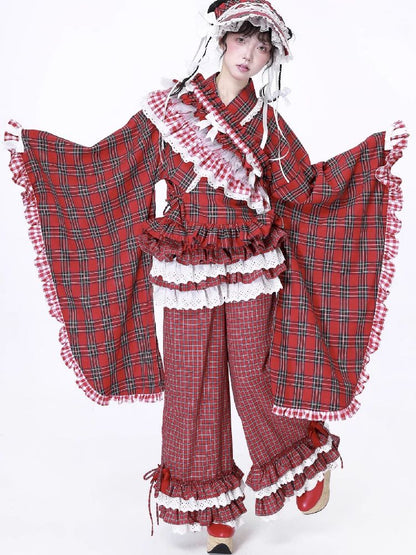 Retro Red Plaid Trousers【s0000012192】