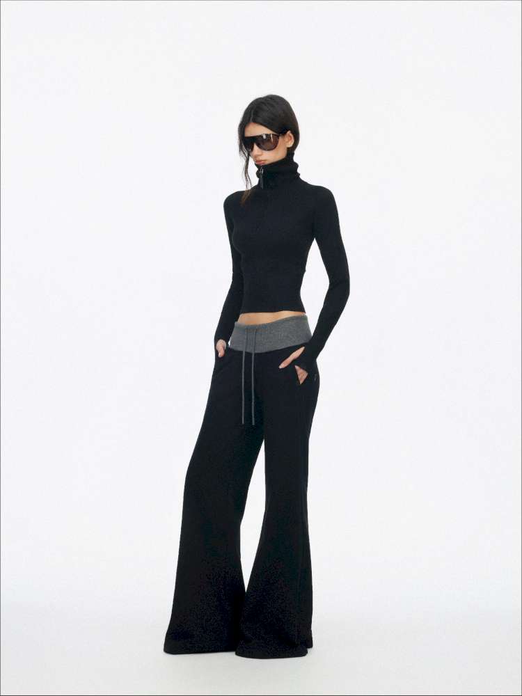 Half-Turtleneck Zip Knit Long-Sleeve T-Shirt【s0000014876】