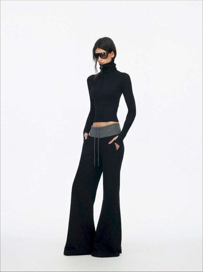 Half-Turtleneck Zip Knit Long-Sleeve T-Shirt【s0000014876】