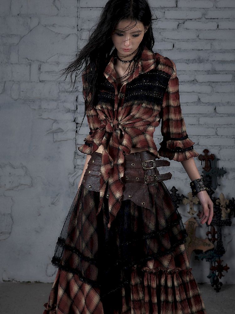 Flare Mid Sleeve Tie Short Blouse【s0000011820】