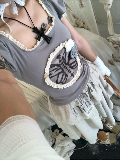 Bubble Sleeve Short Sleeve T-Shirt【s0000013525】