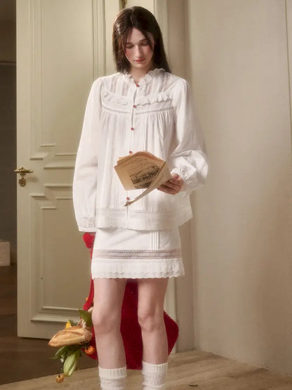 Natural Cotton Shirt Skirt Set【s0000014330】