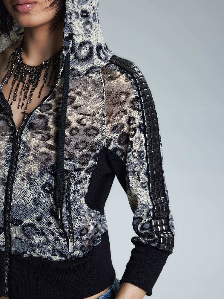 Gold Silk Leopard Mesh Hoodie T【s0000017006】