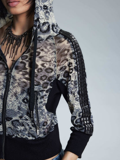 Gold Silk Leopard Mesh Hoodie T【s0000017006】