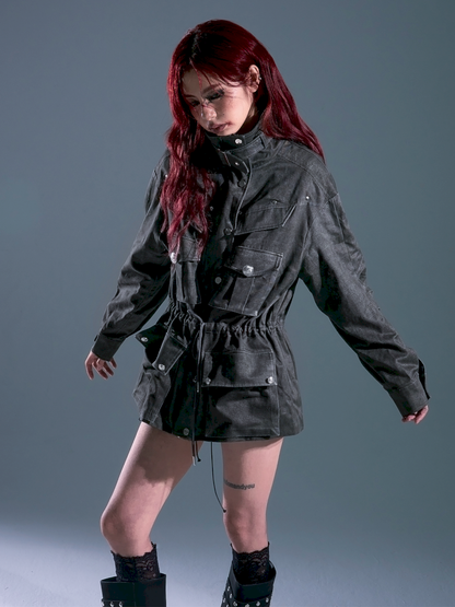 Casual Pocket Drawstring Loose Jacket【s0000013688】