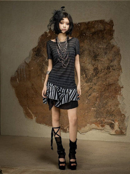 Vintage Punk Irregular Knit T-shirt【s0000016880】