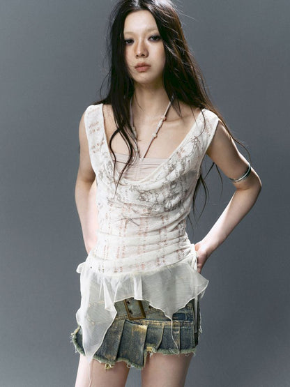 Hollow Swing Neck Sleeveless Blouse【s0000012644】