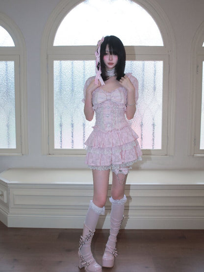 Heavy Craft Pearl Bow Cake Dress【s0000017522】