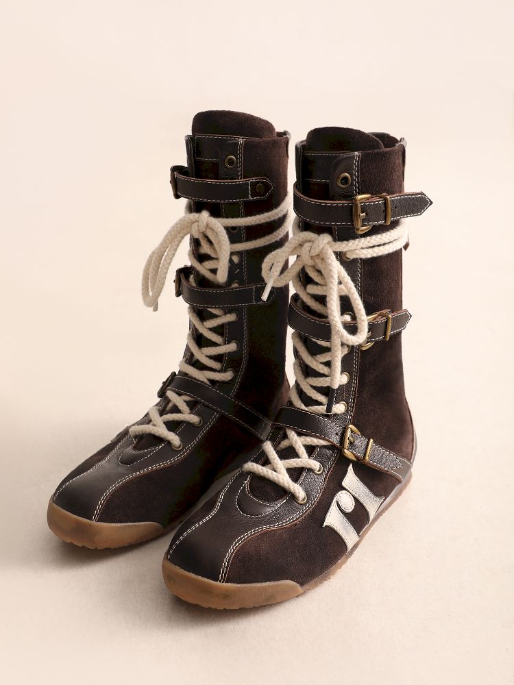 Lace Up Back Zipper Boxing Boots [s0000005989] 