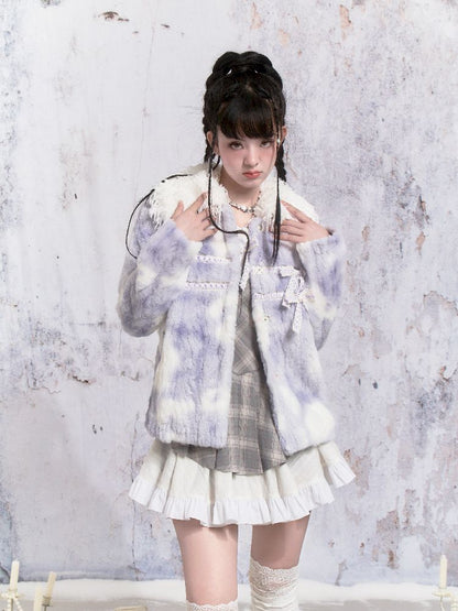 Tie-Dye Patchwork Rabbit Fur Coat【s0000005306】