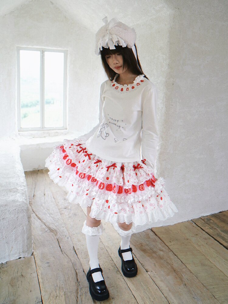 Cake Print Lace Bow Short Skirt【s0000018539】