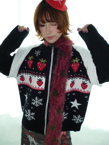 Strawberry Fair Isle Jacquard Sweater【s0000018669】