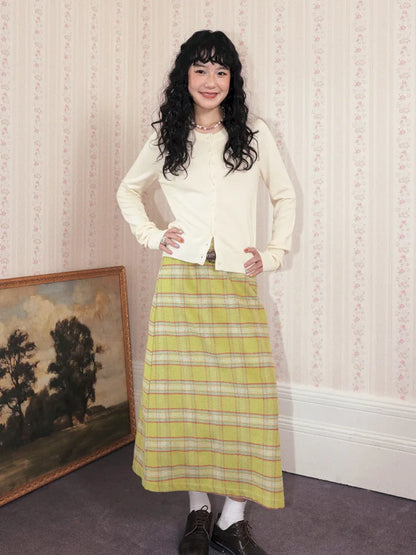 Retro Versatile Wool Plaid Long Skirt【s0000013993】
