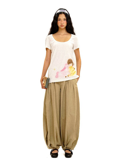 Cotton Pleated Casual Lantern Trousers【s0000016094】