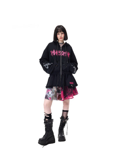 Riveted Hole Design Hooded Sweatshirt【s0000017728】