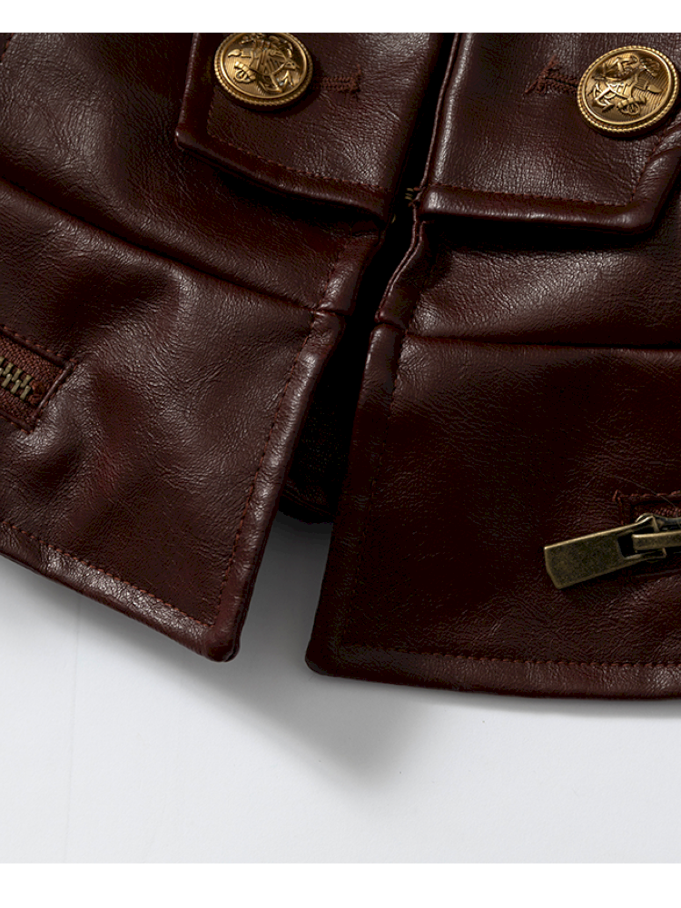 Court Punk Fur Waist Leather Coat【s0000014927】