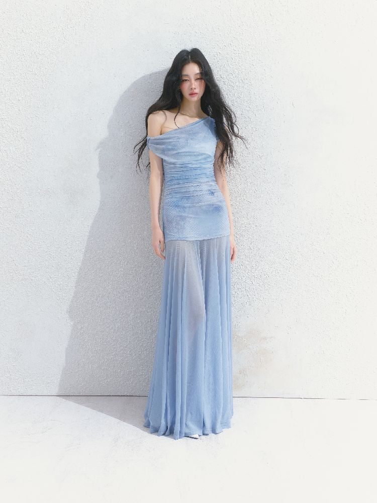 Tansparent a-line tulle dress【s0000012149】
