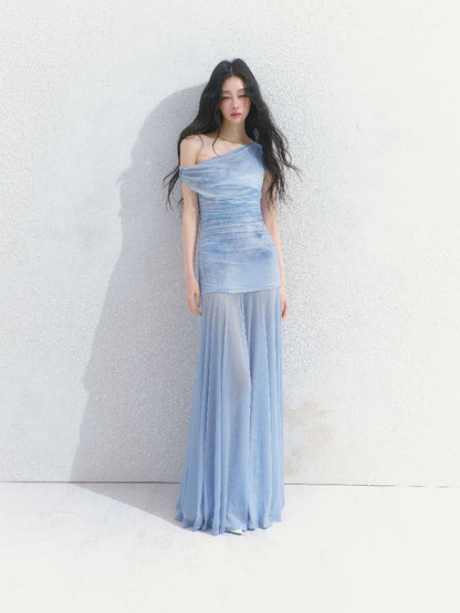 Tansparent a-line tulle dress【s0000012149】