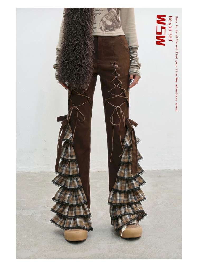 Plaid Strap Vintage Lace Slacks【s0000014832】