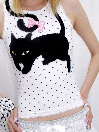 Polka Dot Print Tank Top【s0000013878】