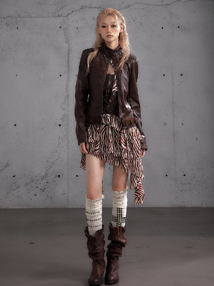Riveted PU Leather Split Jacket【s0000019156】