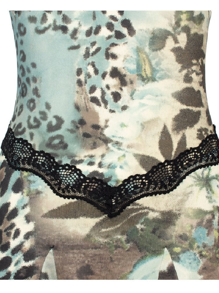 Vintage Leopard Floral Lace Dress【s0000018098】