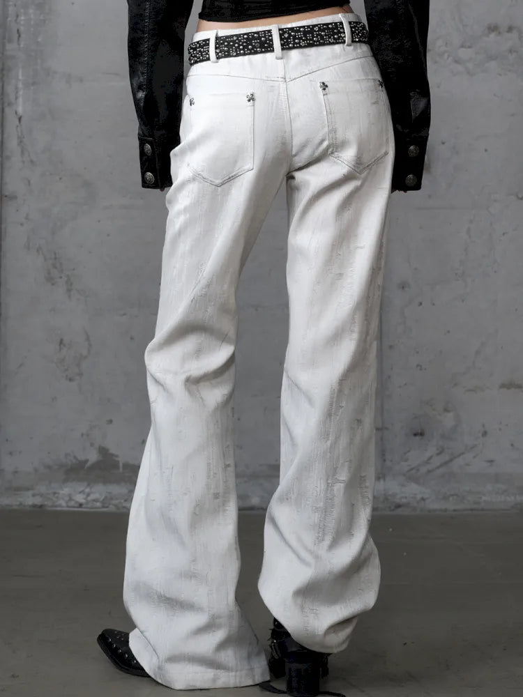 Denim Distressed Wide-Leg Pants【s0000013949】