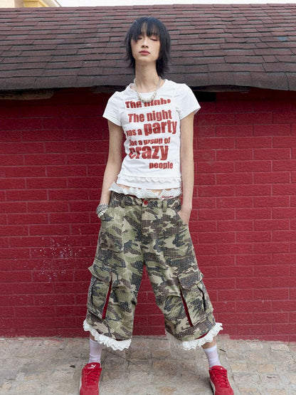 Detachable Lace Camouflage Shorts【s0000012955】