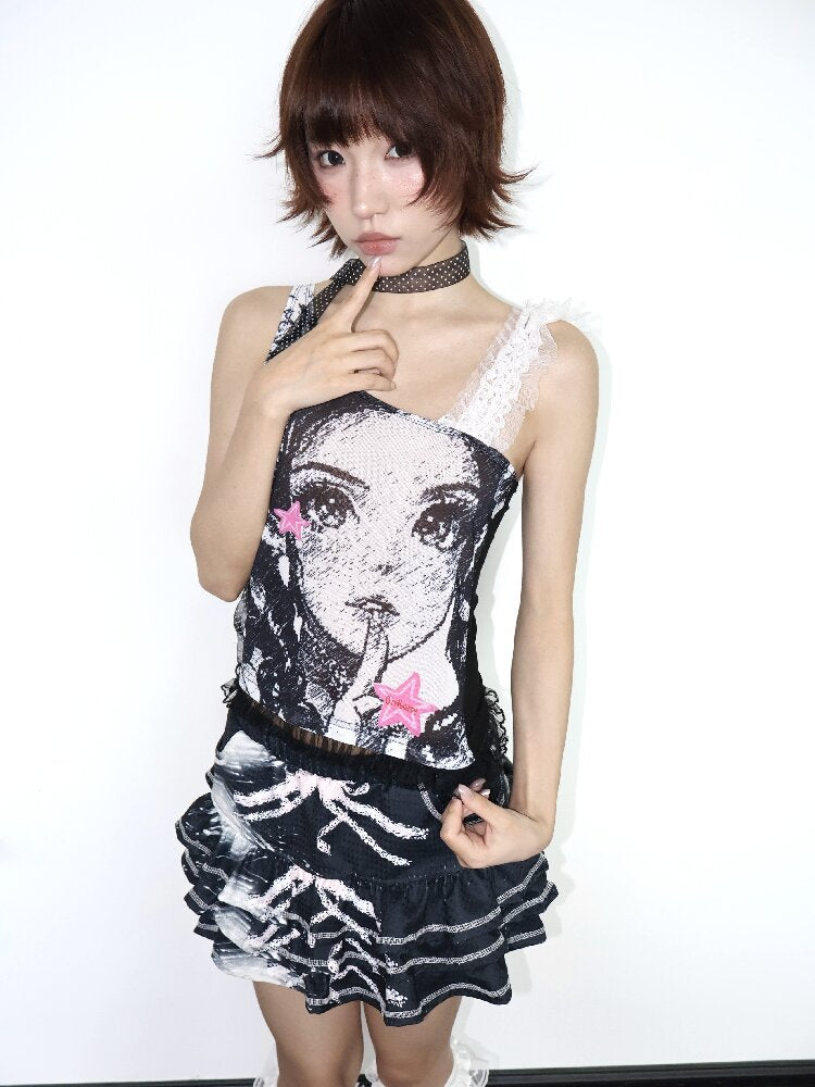 Lace Mesh Vest Suspender Top【s0000018661】