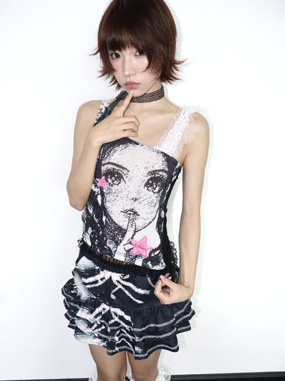 Lace Mesh Vest Suspender Top【s0000018661】