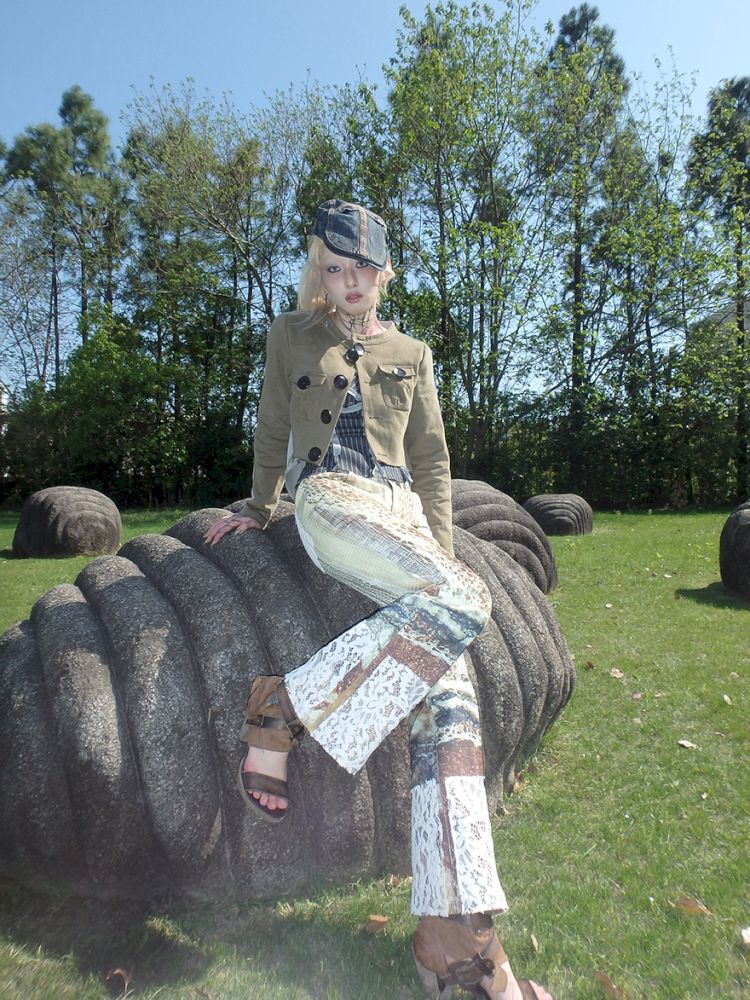 Spider Web Aged Splicing Micro Pants【s0000012469】