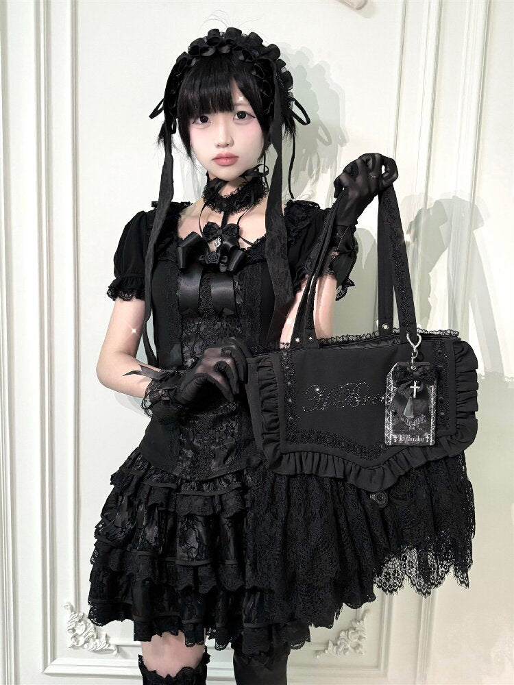 Black Lace Top And Skirt Set【s0000016391】