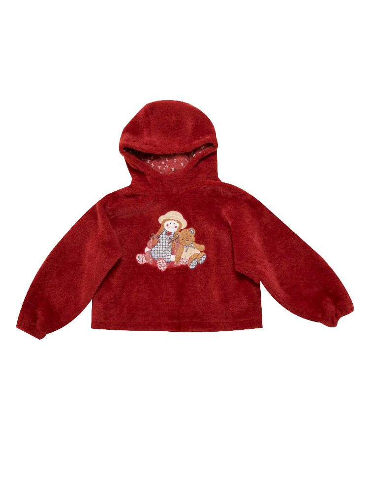 DOLL PATCH HOODED PLUSH JACKET [S0000010896]