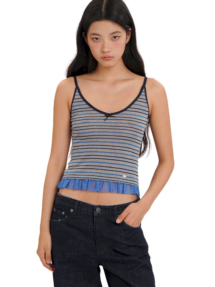 Mesh Shell Label Camisole Tank Top【s0000013447】