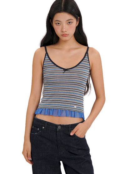 Mesh Shell Label Camisole Tank Top【s0000013447】