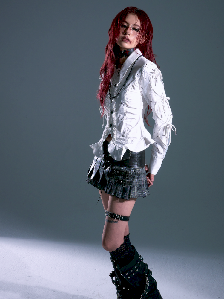 Low Waist Tie Pleated Plaid Skirt【s0000013693】