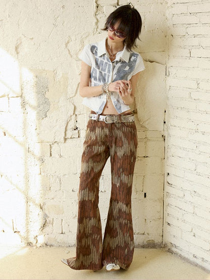 Retro Printed Bell-Bottom Pants【s0000012952】