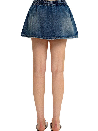 Elastic Waist Vintage Denim Skirt【s0000017430】